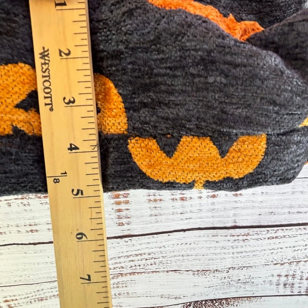 Tote Bag Black Orange Chenille Pumpkin Halloween Kitsch Spooky Jack O Lantern